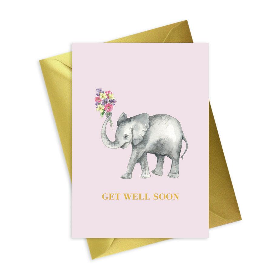 Elephant Get Well Soon Foiled Greeting Card - Animal Collection A6 - Crumble and Core