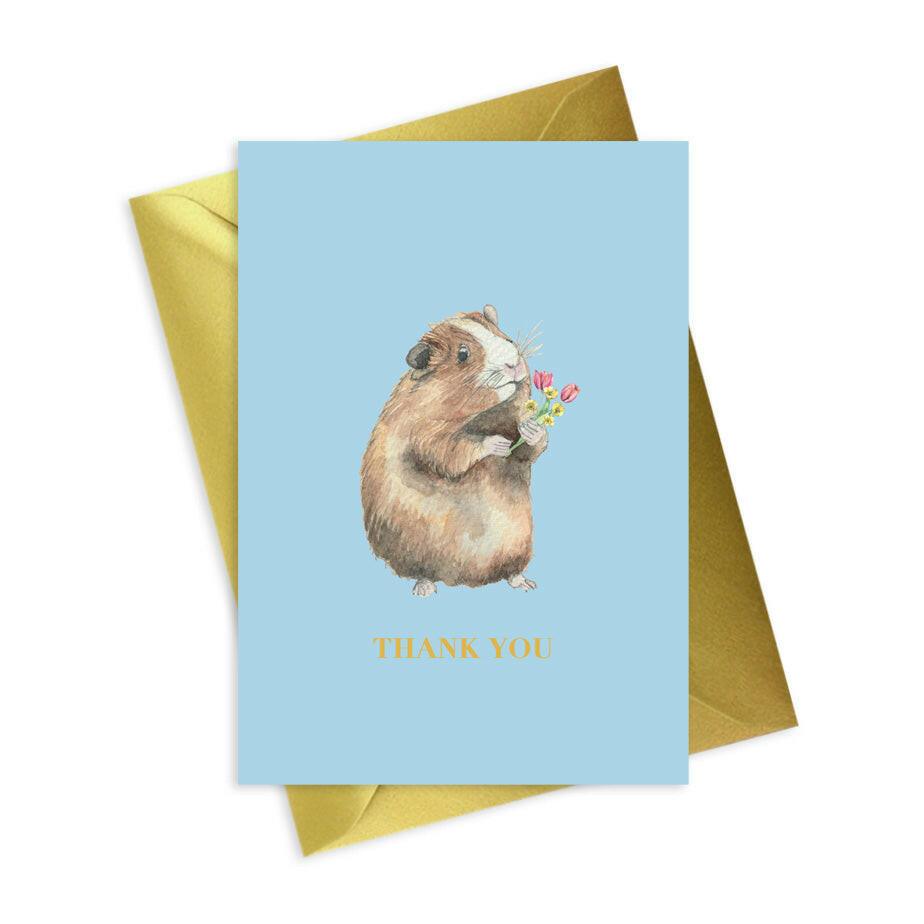 Guinea Pig Thank You A6 Foiled Greeting Card from our Animal Collection - Crumble and Core