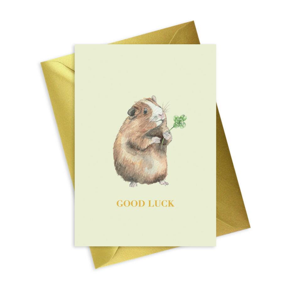 Good Luck Guinea Pig A6 Foiled Greeting Card - Animal Collection - Crumble and Core