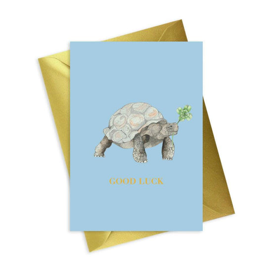 Good Luck Foiled Tortoise Greeting Card - Animal Collection A6 - Crumble and Core
