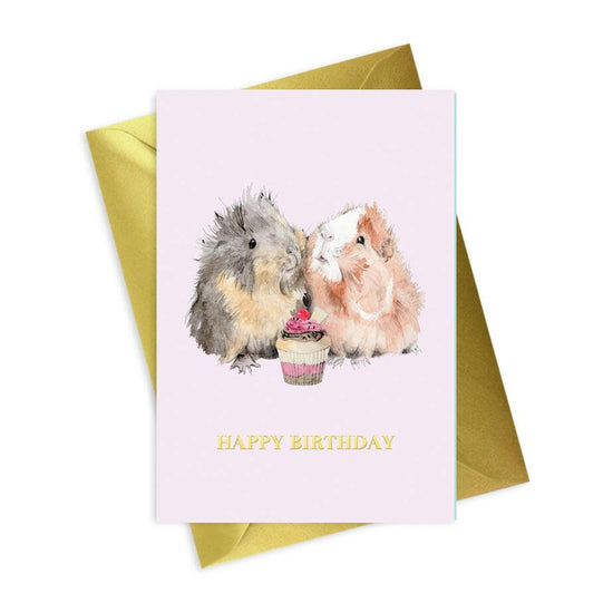 Happy Birthday Guinea Pig Greeting Card Animal Collection A6 Foiled Design - Crumble and Core