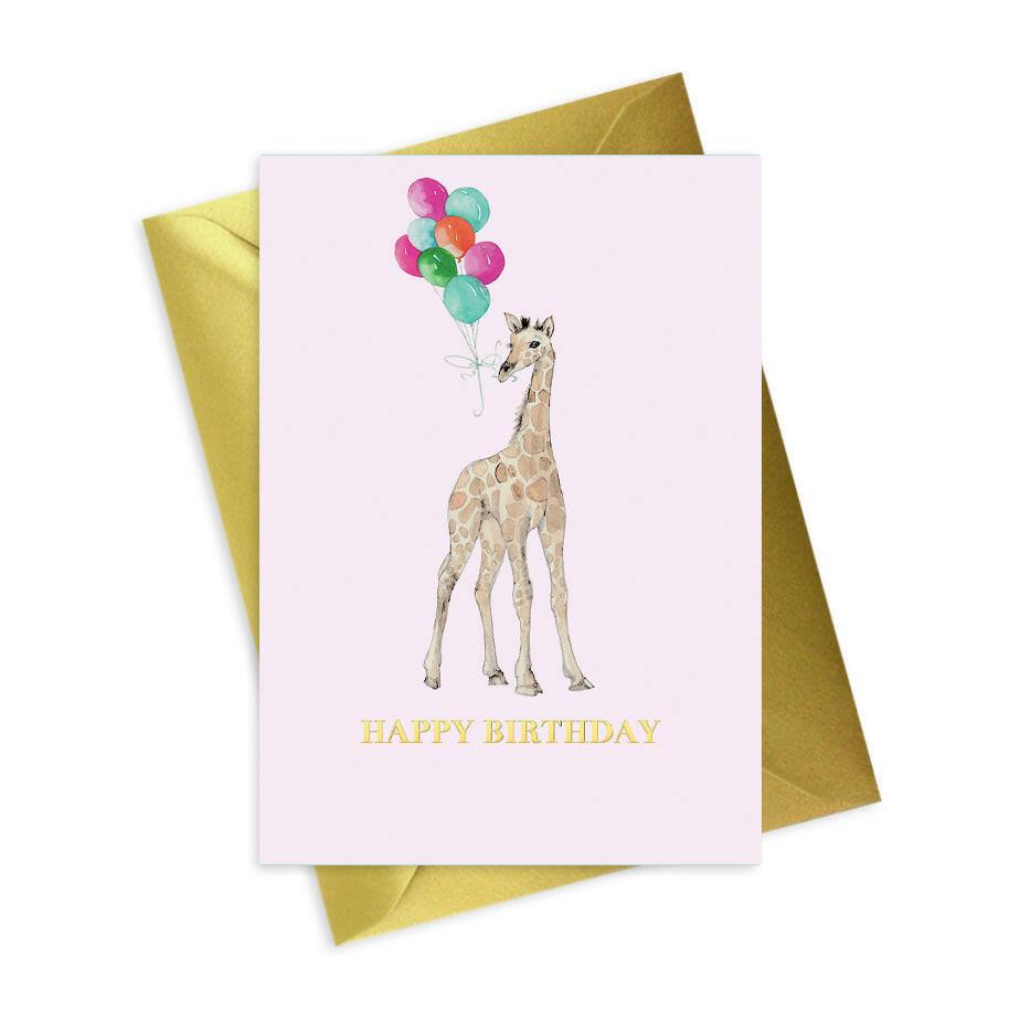 Happy Birthday Giraffe A6 Foiled Greeting Card - Animal Collection - Crumble and Core
