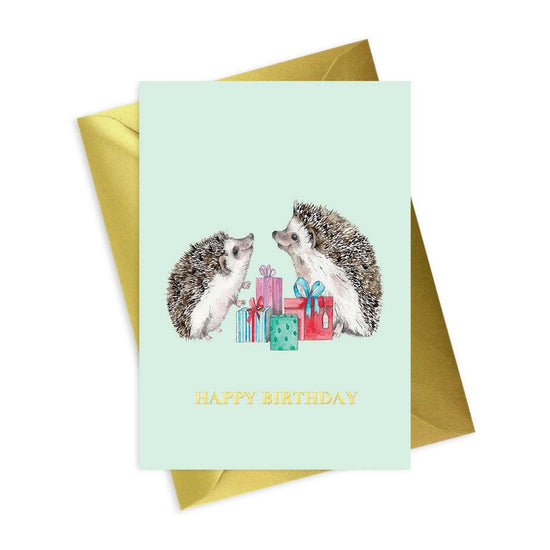 Hedgehog Happy Birthday A6 Foiled Greeting Card - Animal Collection - Crumble and Core