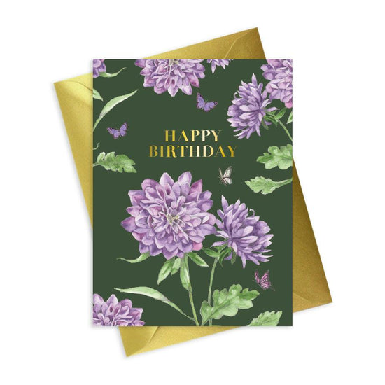 Floral Foiled Happy Birthday Card - Elegant Greeting Card for Any Age or Gender - Crumble and Core