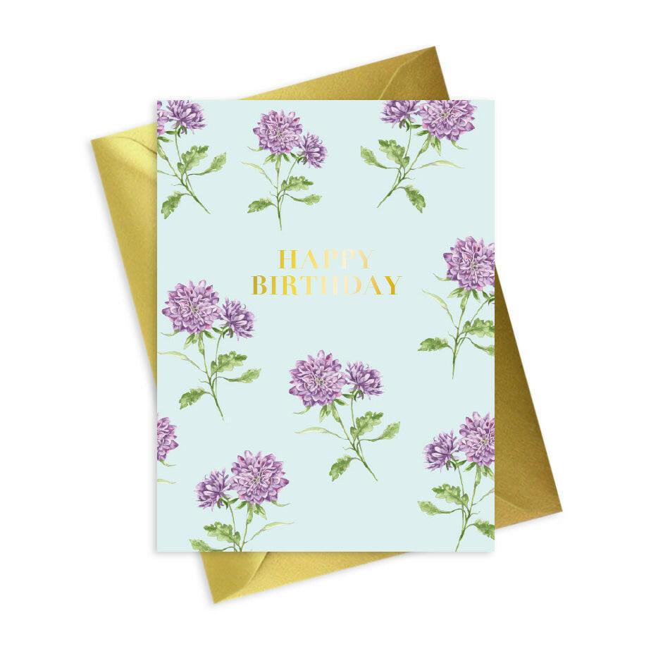 Floral Foiled Happy Birthday Card - Elegant Greeting Card for Birthdays - Crumble and Core