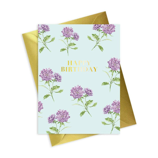 Floral Foiled Happy Birthday Card - Elegant Greeting Card for Birthdays - Crumble and Core