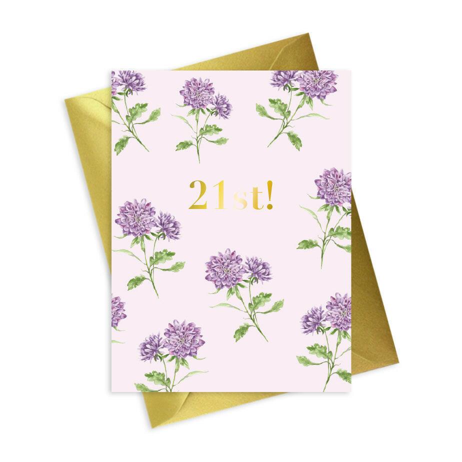 Floral Foiled 21st Birthday Card - Perfect Greeting for your Loved One - Crumble and Core