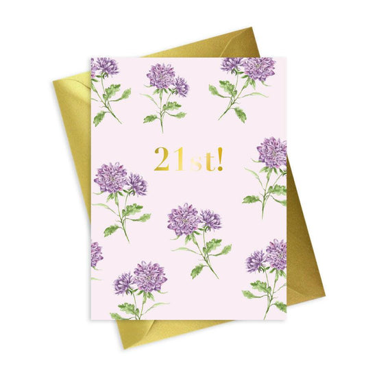Floral Foiled 21st Birthday Card - Perfect Greeting for your Loved One - Crumble and Core