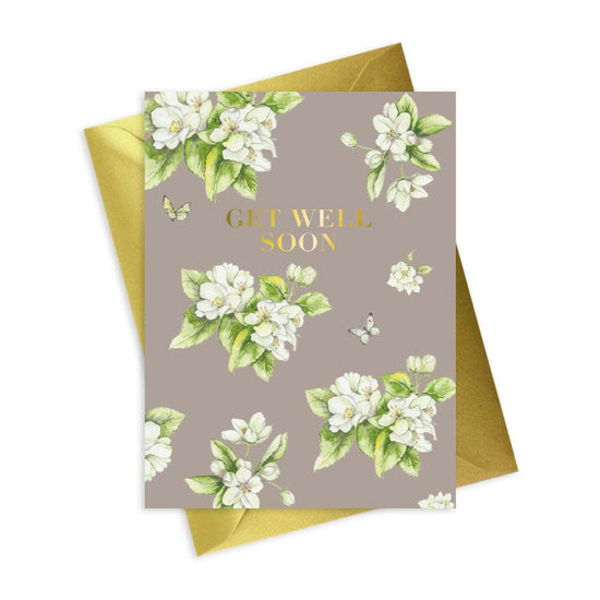 Get Well Soon Card - Floral Foiled Design for a Touch of Elegance - Crumble and Core