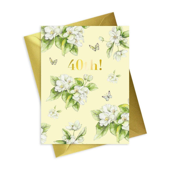 Floral Foiled 40th Birthday Card with Elegant Design - Perfect for Your Milestone Celebration - Crumble and Core
