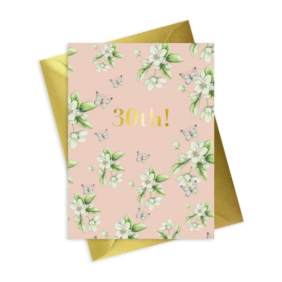 Floral Foiled 30th Birthday Card - Unique and Elegant Design - Crumble and Core