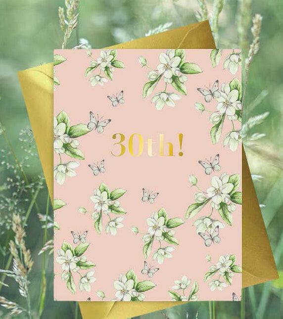 Floral Foiled 30th Birthday Card - Unique and Elegant Design - Crumble and Core