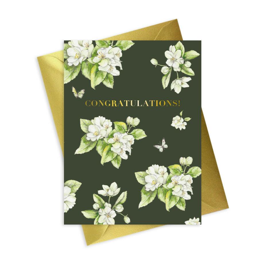 Floral Foiled Congratulations Card - Elegant and Unique Gift for Celebrations - Crumble and Core