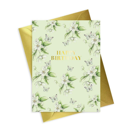 Floral Foiled Birthday Card - Happy Birthday Greeting - Elegant Design - Crumble and Core