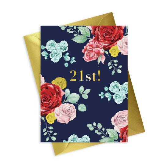 21st Birthday Floral Foiled Greeting Card - Perfect for Celebrating in Style - Crumble and Core