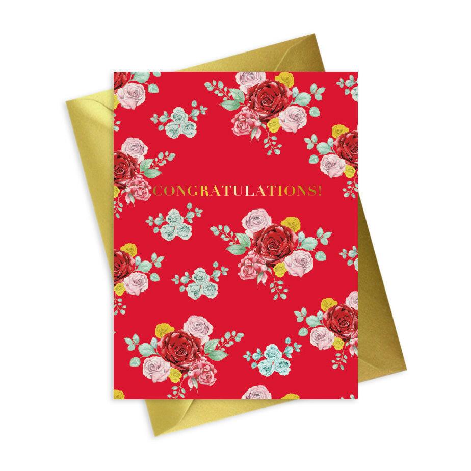 Floral Foiled Congratulations Card - Crumble and Core