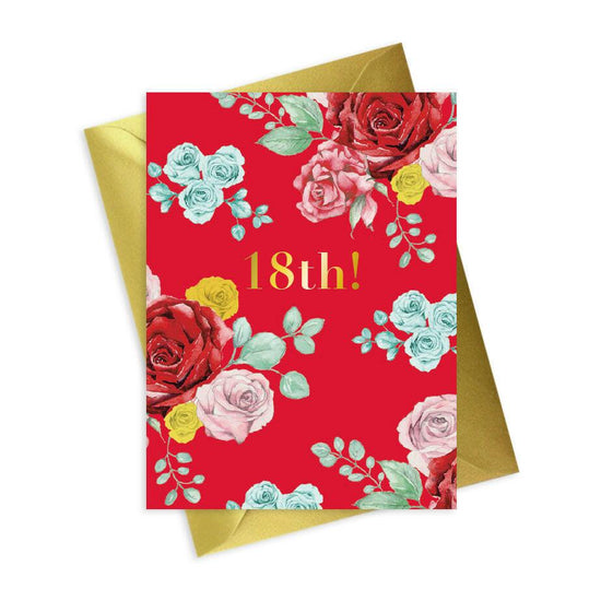 18th Birthday Card - Floral Foiled Design Perfect for Celebrating Milestone Year - Crumble and Core