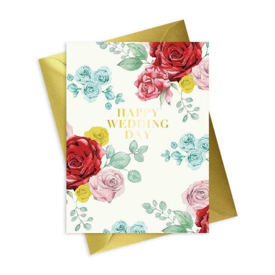 Floral Foiled Wedding Card - Elegant and Sparkling Design for the Perfect Celebration - Crumble and Core