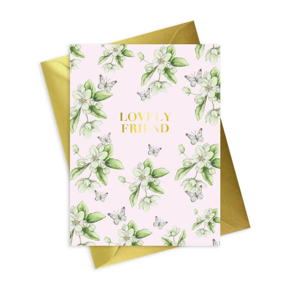 Floral Foiled Lovely Friend Card - Perfect for Showing your Appreciation - Crumble and Core