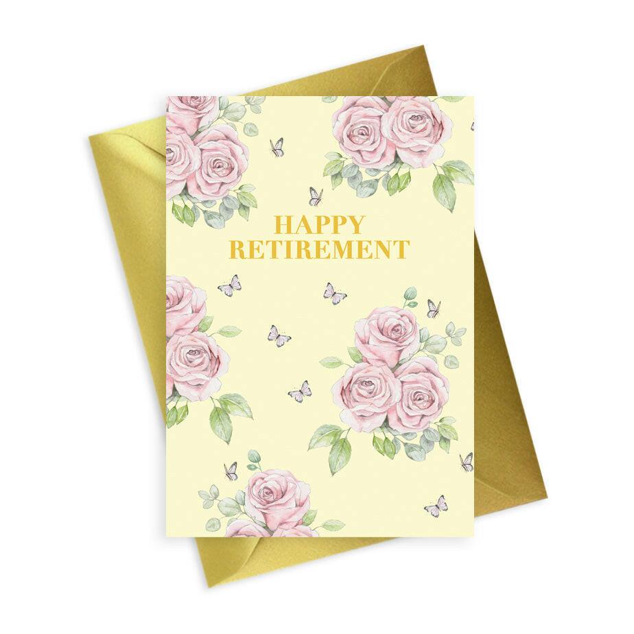Floral Foiled Happy Retirement - Perfect Card for Retiring Loved Ones - Crumble and Core