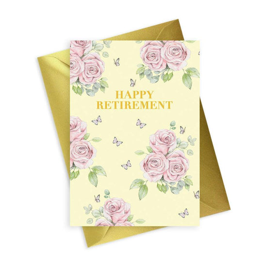 Floral Foiled Happy Retirement - Perfect Card for Retiring Loved Ones - Crumble and Core