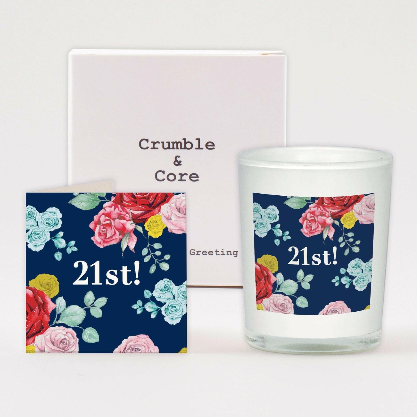 21st Birthday Gift Set Boxed Scented Candle and Greeting Card for Milestone Birthdays - Crumble and Core