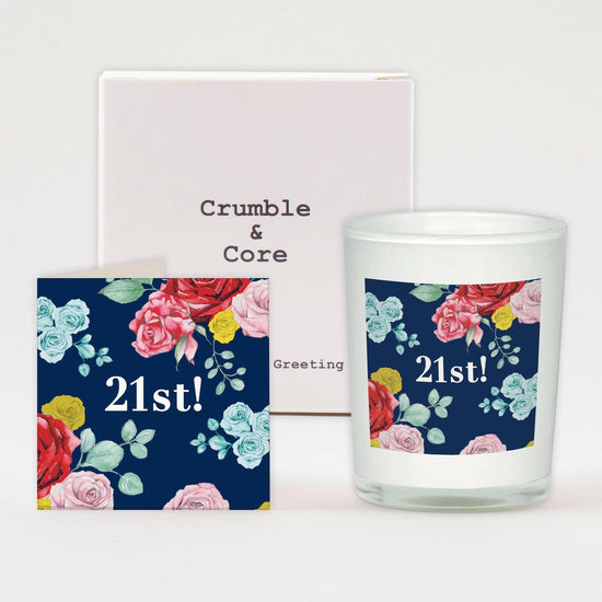 21st Birthday Gift Set Boxed Scented Candle and Greeting Card for Milestone Birthdays - Crumble and Core