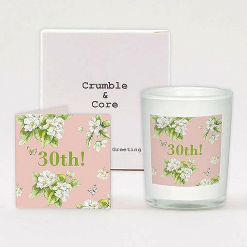 30th Birthday Card Boxed Scented Candle Gift Set - Perfect for Celebrating - Crumble and Core