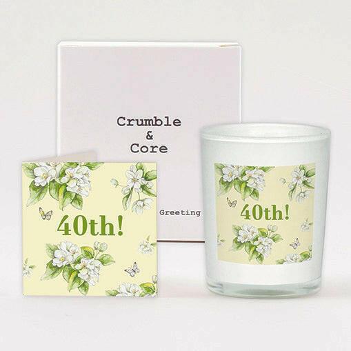 40th Birthday Scented Candle Card Gift Set - Natural Soy Wax - Perfect for Special Occasions - Crumble and Core