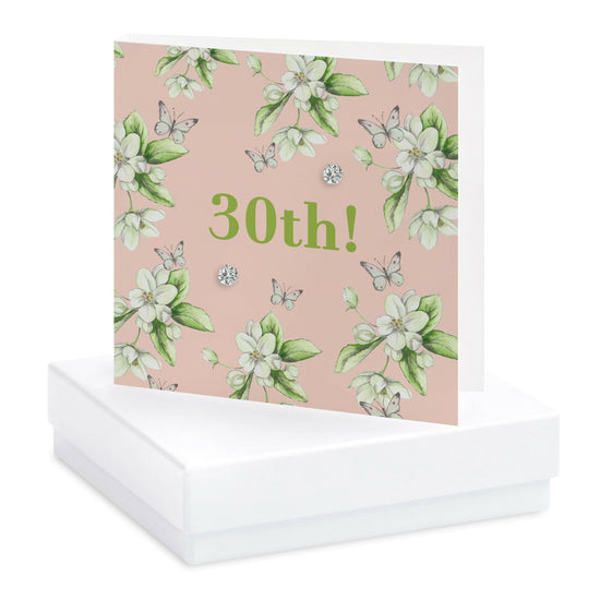 Sterling Silver 30th Birthday Earrings Card Set - Ideal Gift for Her - Crumble and Core