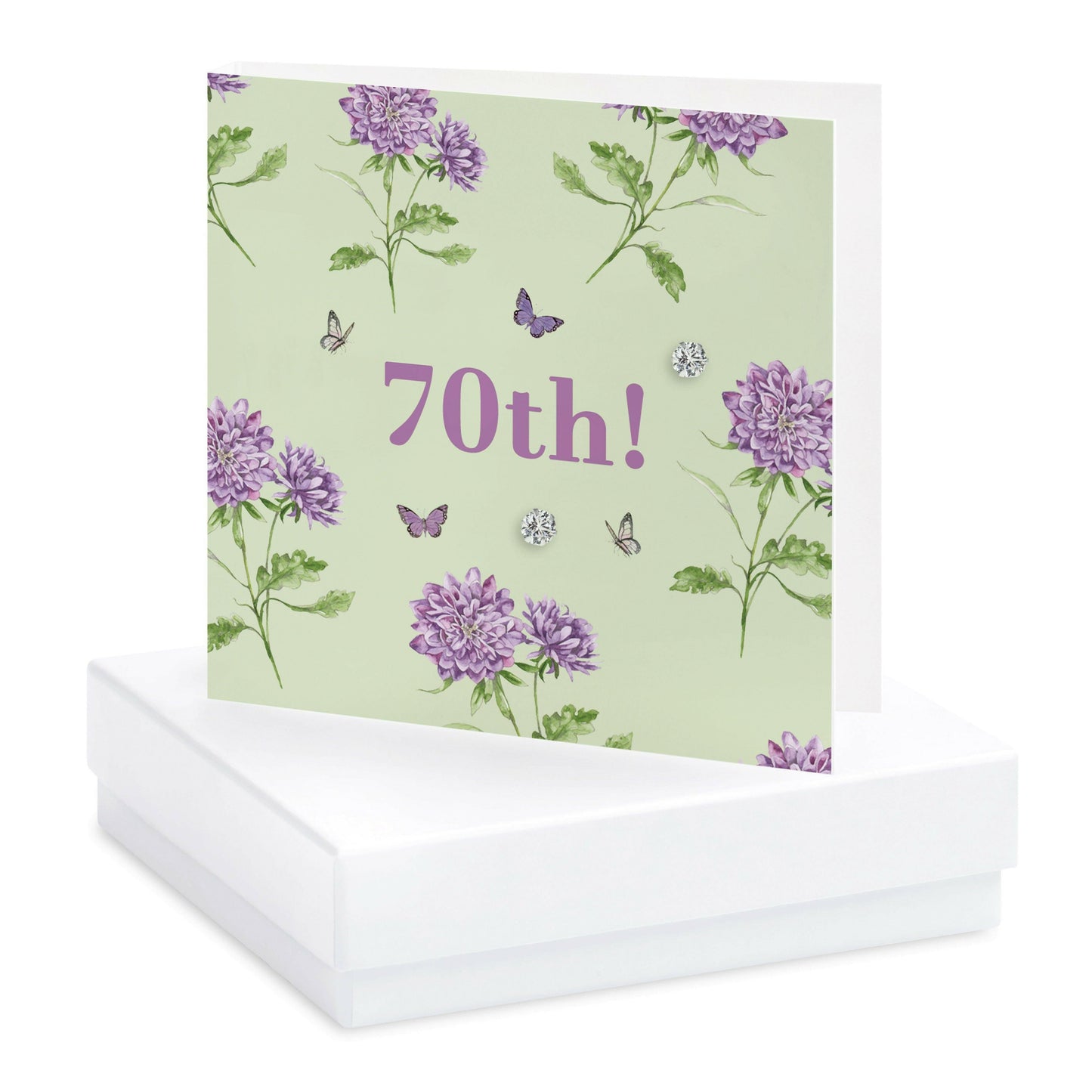 70th Birthday Boxed Card Sterling Silver Stud Earrings Gift Set - Crumble and Core