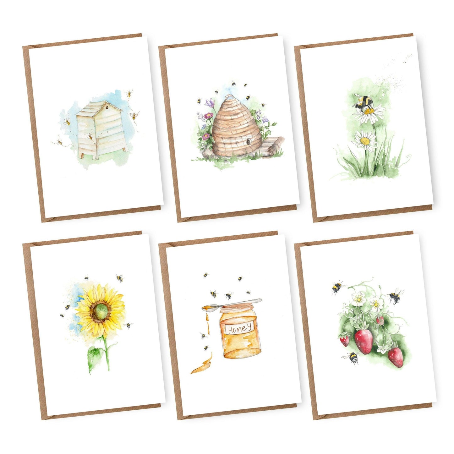 Boxed 'Bumble Bee' pack of assorted A6 cards - Crumble and Core