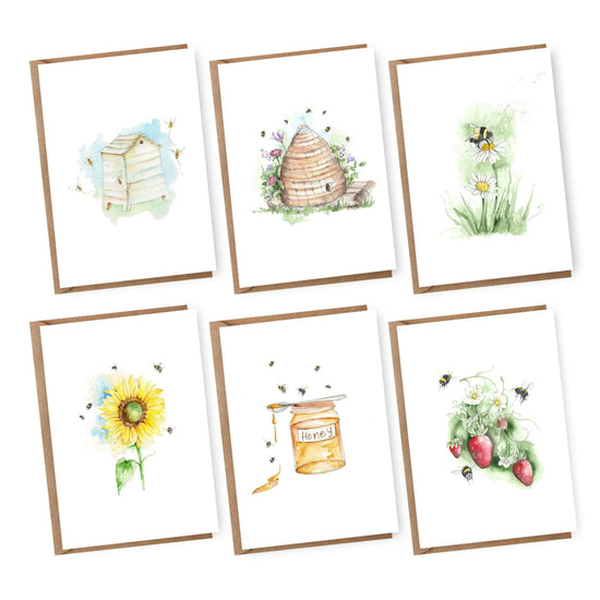 Boxed 'Bumble Bee' pack of assorted A6 cards - Crumble and Core