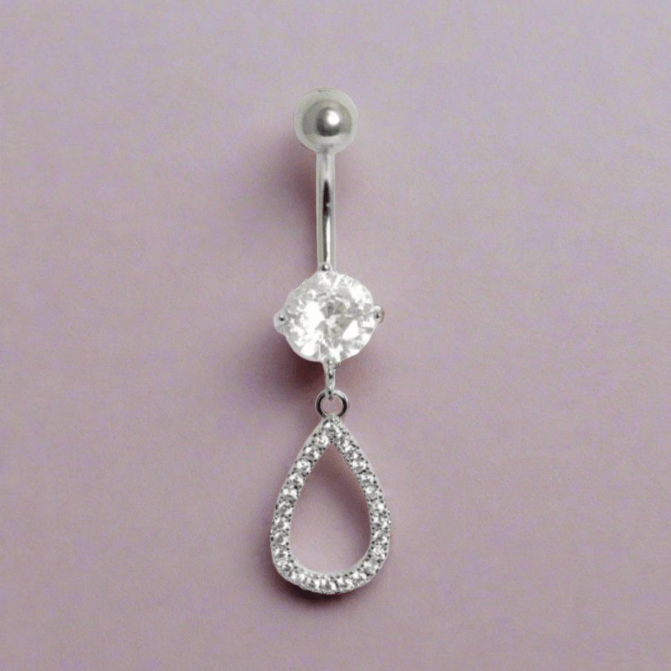 Belly Bar Teardrop Crystal - Stylish and Hypoallergenic Body Jewellery - Crumble and Core