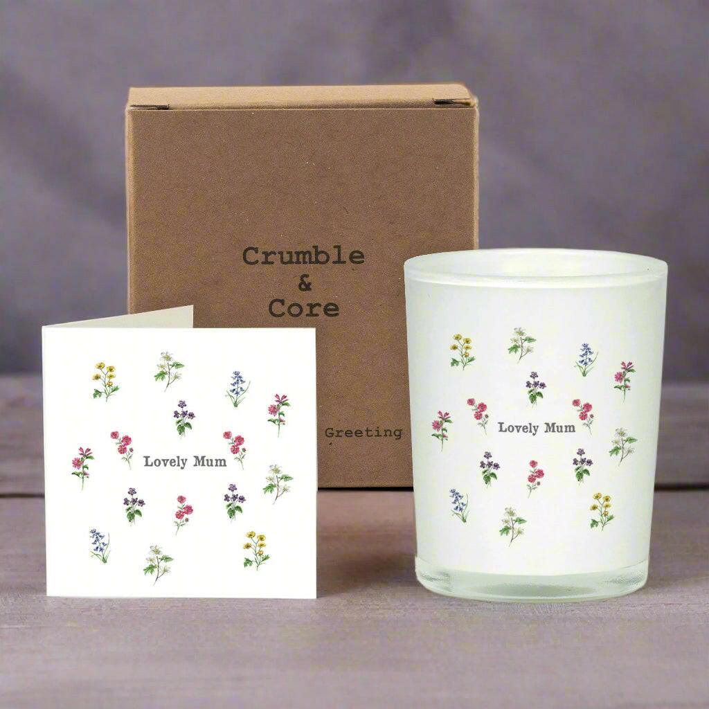 Boxed Scented Candle and Card - Perfect Gift for Mum - Boxed Set - Crumble and Core