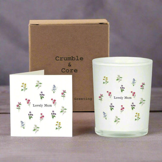 Boxed Scented Candle and Card - Perfect Gift for Mum - Boxed Set - Crumble and Core