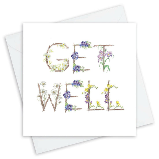 Get Well Card - Recovery Card - Floral Letter Alphabet Design Card - Crumble and Core