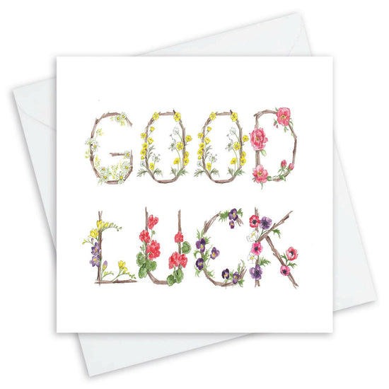 Floral Letter Alphabet Design Card Good Luck - Crumble and Core