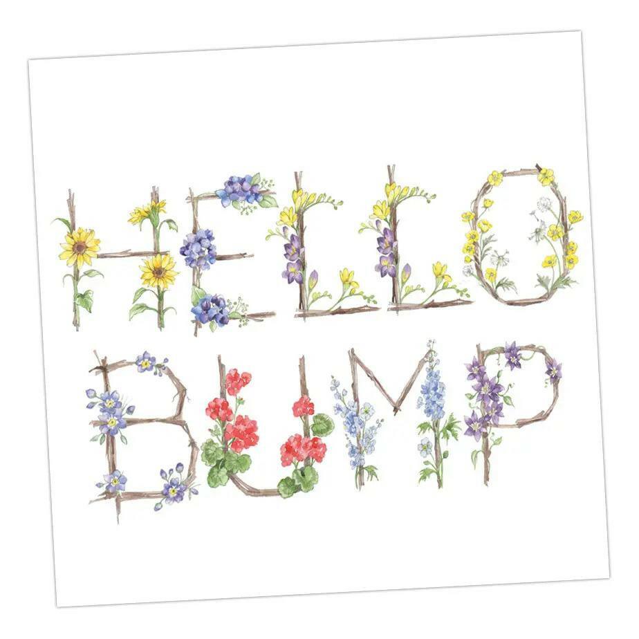 Floral Letter Alphabet Design Card for Expectant Parents - Hello Bump - Crumble and Core