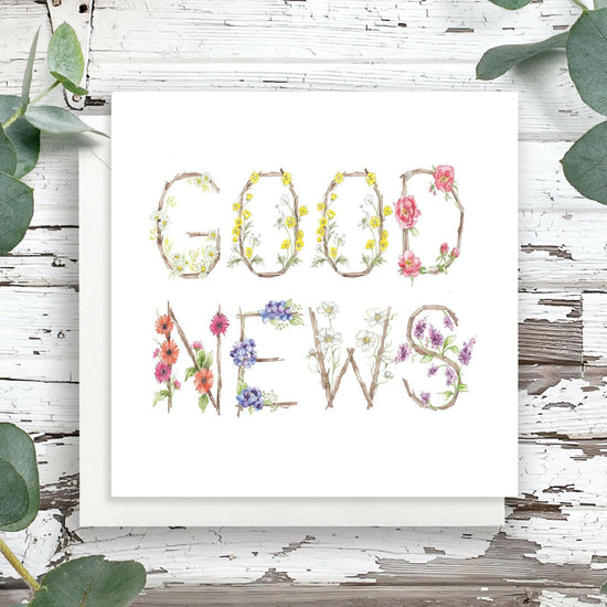 Floral Letter Alphabet Congratulations Card - Good News Design for Celebrations - Crumble and Core