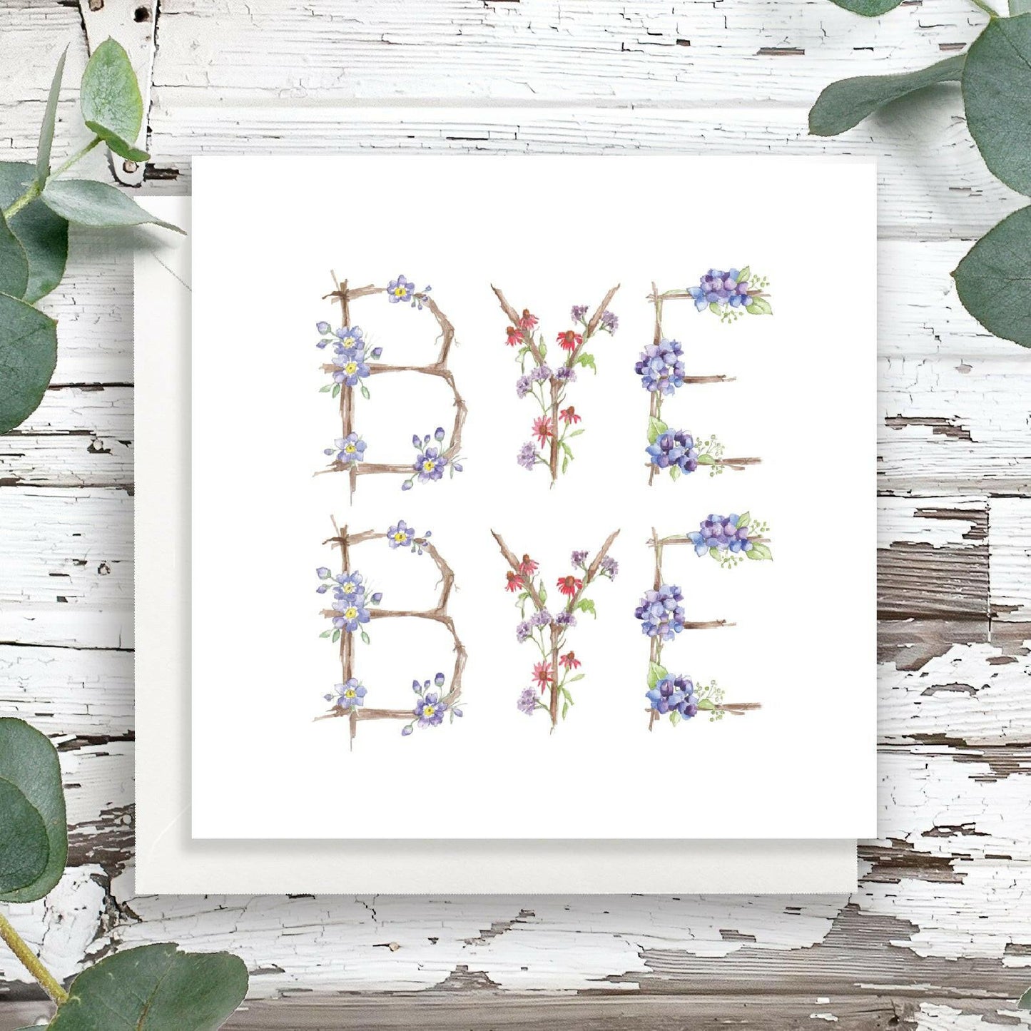 Floral Letter Alphabet Design Card Bye Bye Card Letter Card - Crumble and Core