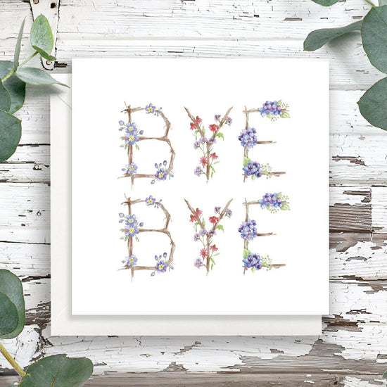 Floral Letter Alphabet Design Card Bye Bye Card Letter Card - Crumble and Core