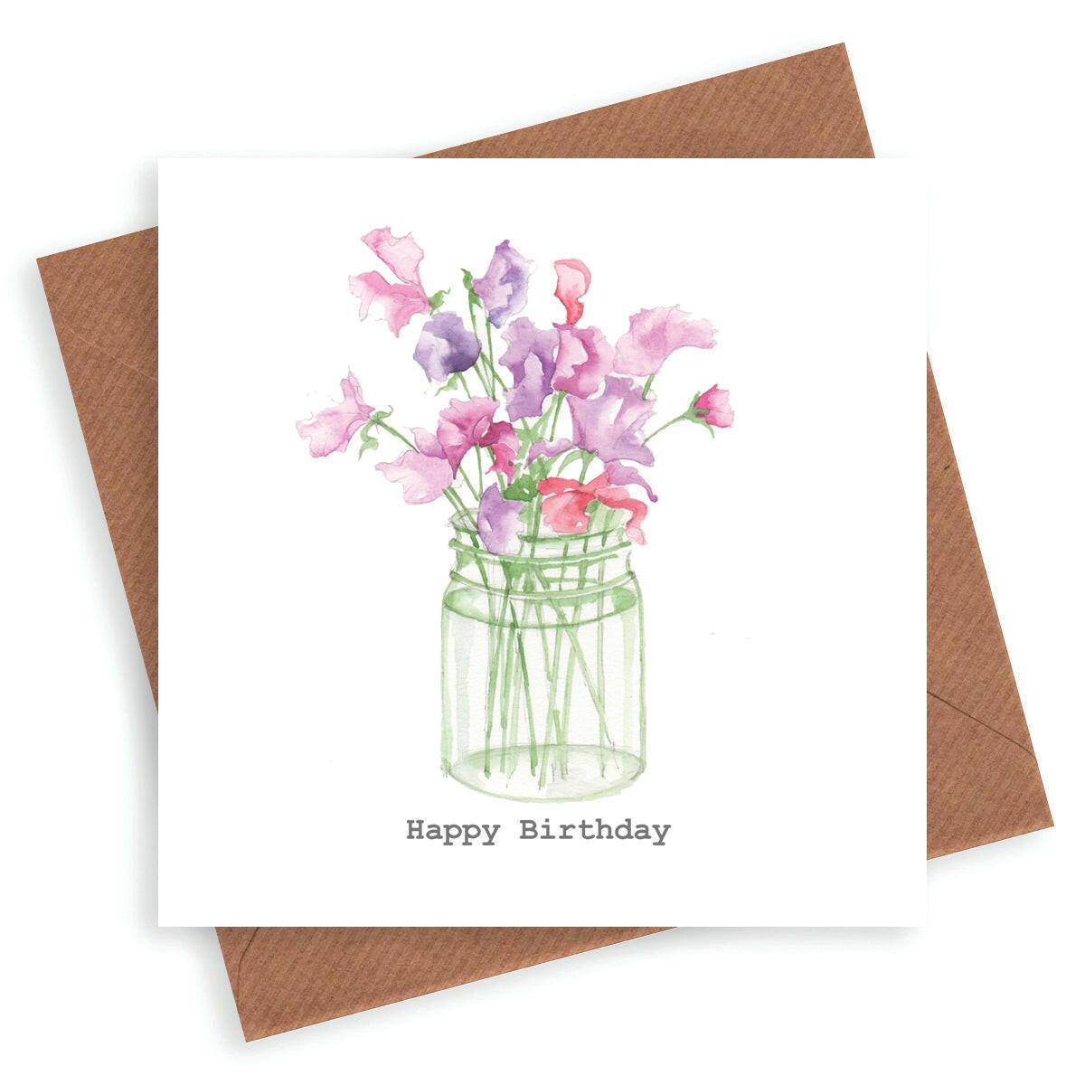 Sweet Peas, Birthday Card - Crumble and Core