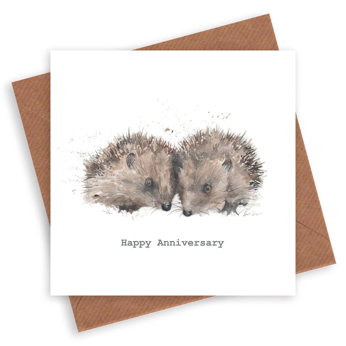 Anniversary Card - Wedding Anniversary - Hedgehog Card - Crumble and Core