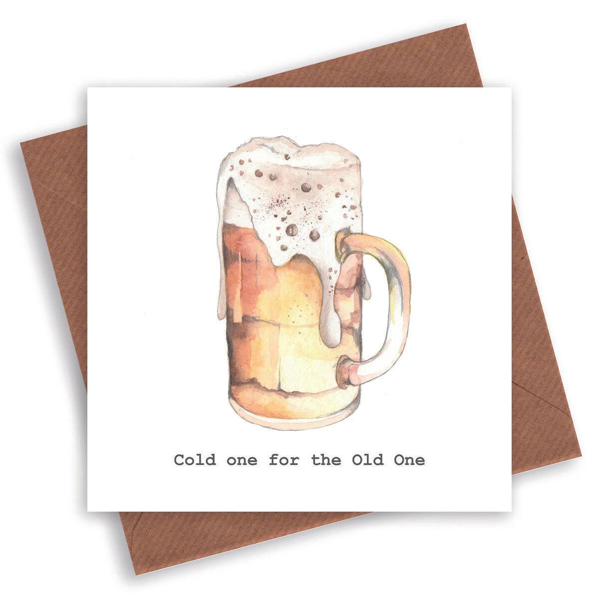 Beer Cold One for the Old One Card - Crumble and Core