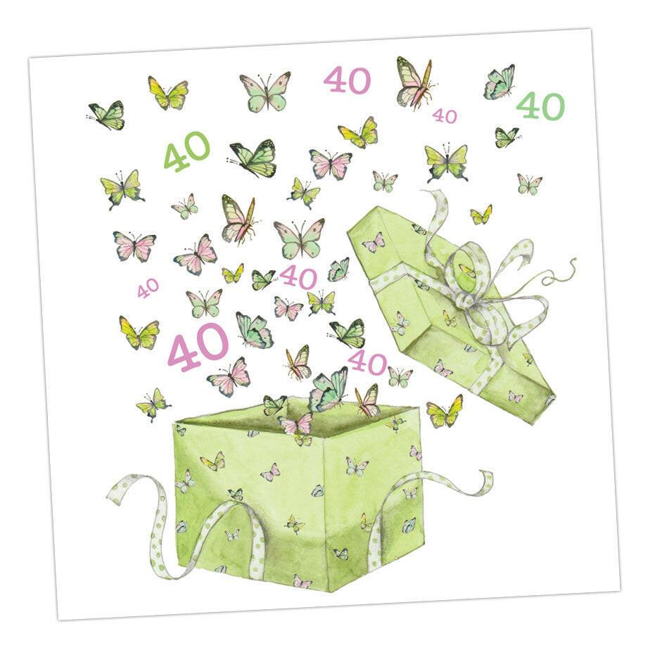 Butterfly 40th Birthday Card - Crumble and Core