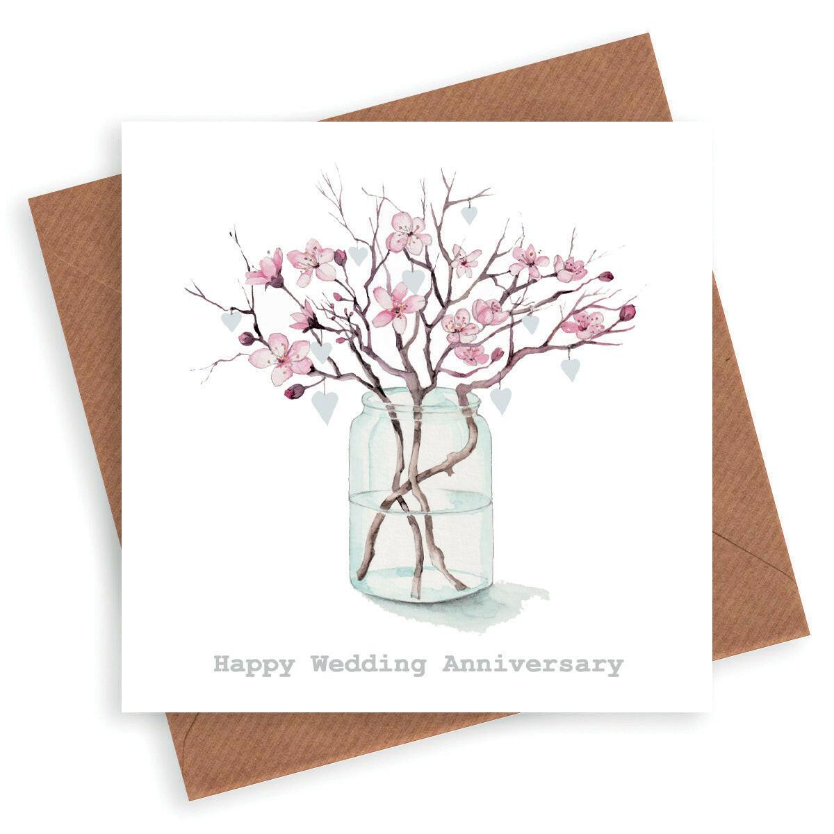 Blossom and Hearts Anniversary Card - Crumble and Core