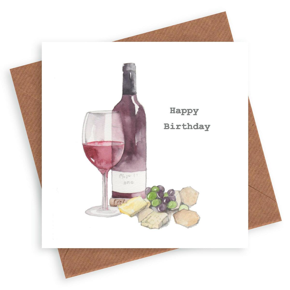 Cheese & Wine Birthday Card - Crumble and Core