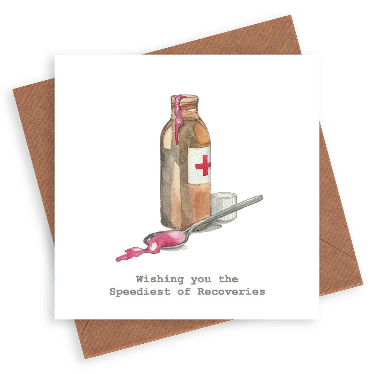 Medicine Bottle Get Well Greeting Card - Crumble and Core