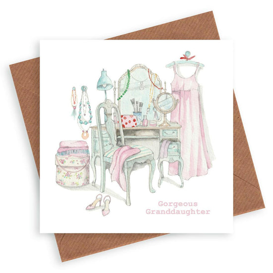 Dressing Table Granddaughter Greeting Card - Crumble and Core